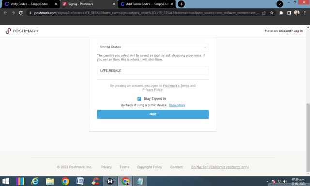 Poshmark checkout page showing Poshmark promo code box | Screenshot taken by SimplyCodes community member on Feb 20, 2023