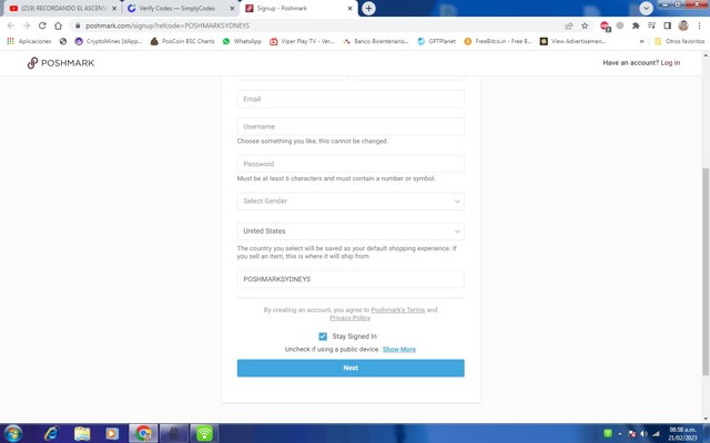 Poshmark checkout page showing Poshmark promo code box | Screenshot taken by SimplyCodes community member on Feb 21, 2023