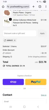 Anna5 coupon verification screenshot