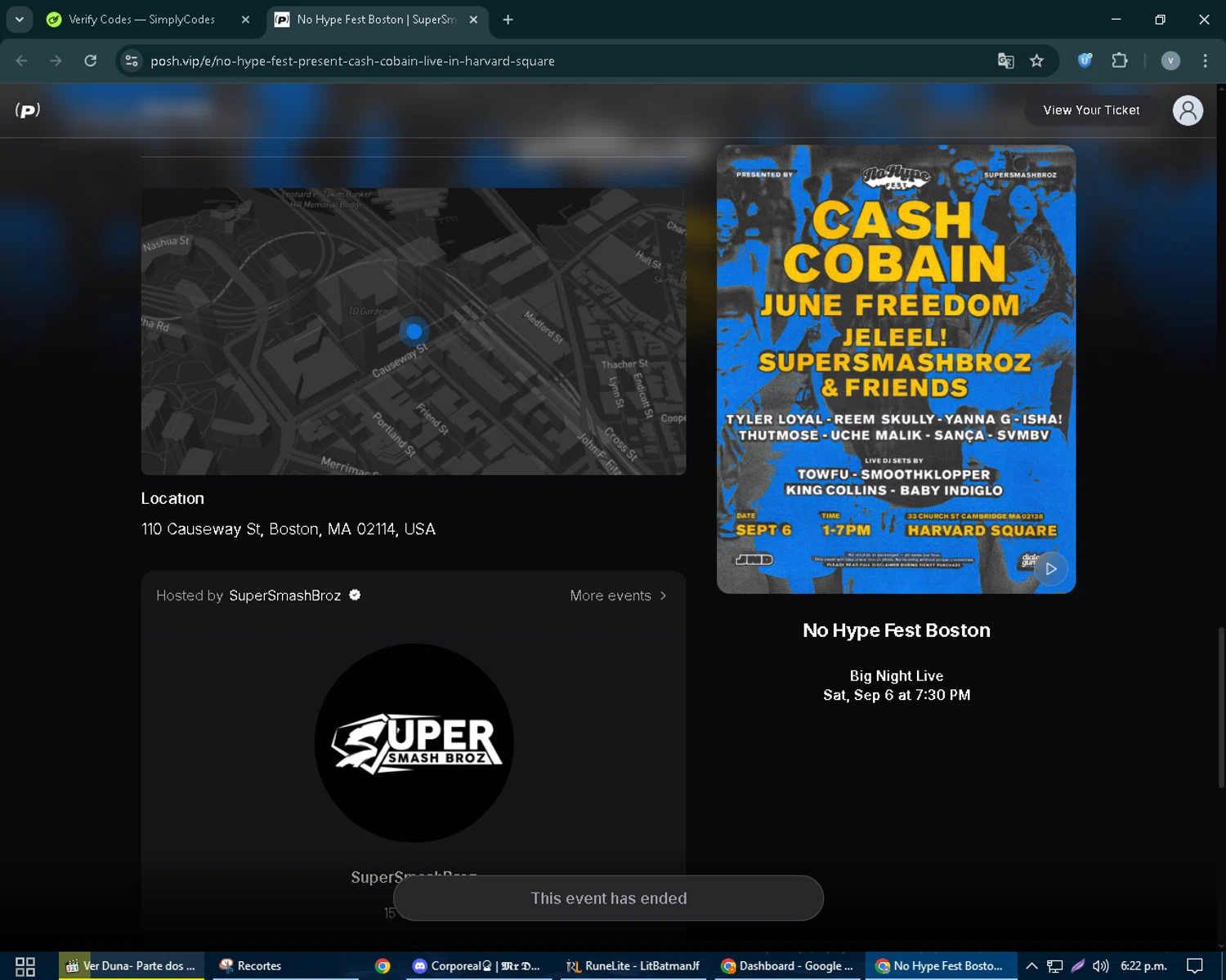 Posh.vip promo code screenshot showing code RAVEFAM applied at Posh.vip checkout page. Uploaded by SimplyCodes community member charmander589 on Sep 19, 2025