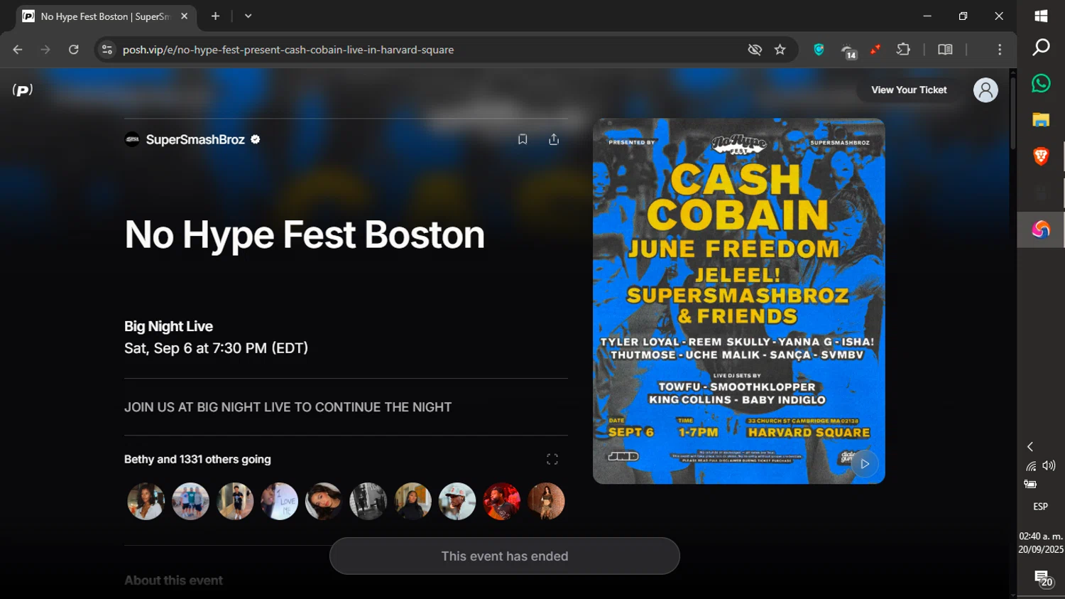 Posh.vip promo code screenshot showing code RAVEFAM applied at Posh.vip checkout page. Uploaded by SimplyCodes community member xXdevoragoticas69Xx on Sep 20, 2025