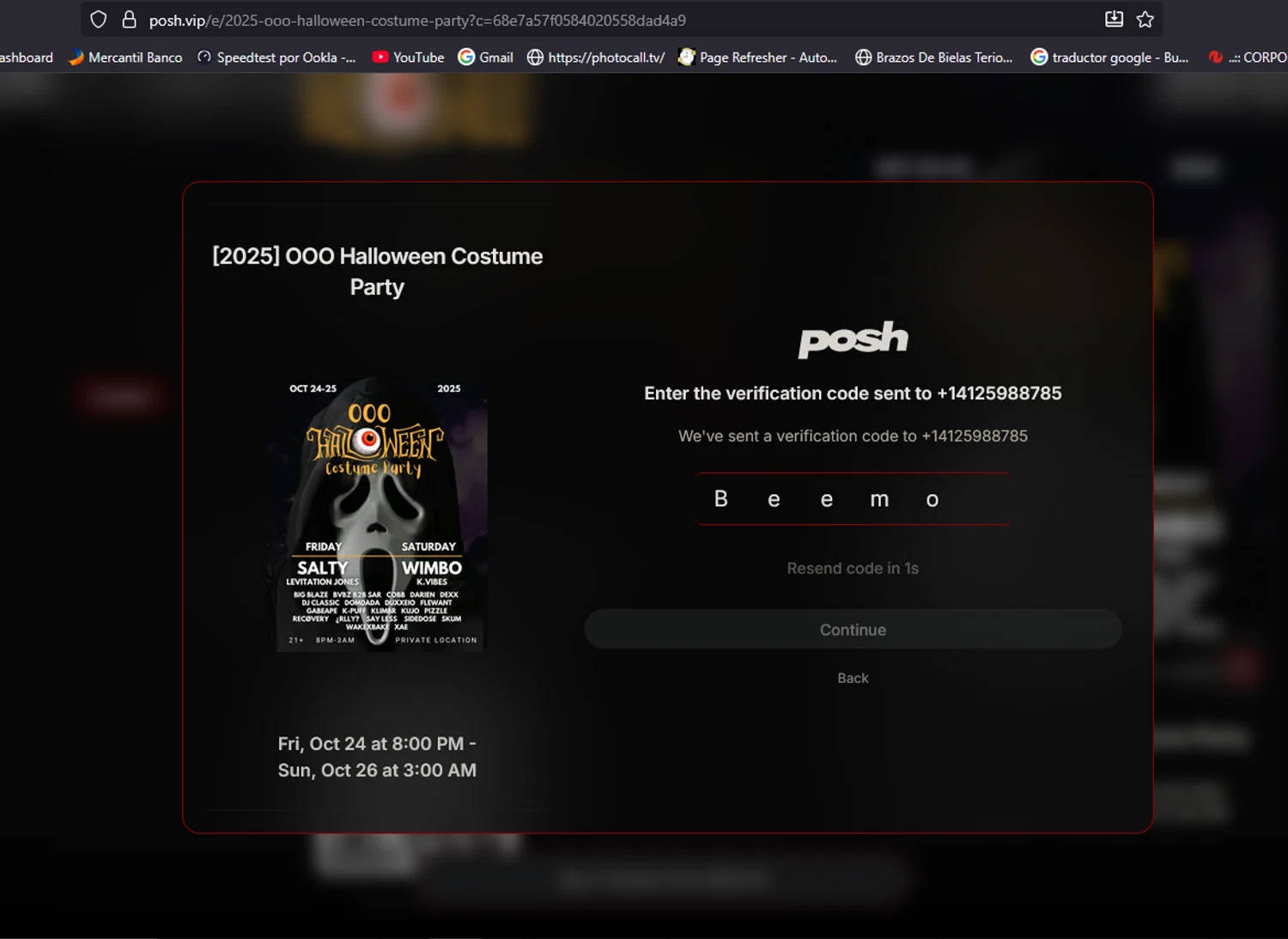 Posh.vip checkout page showing Posh.vip promo code box | Screenshot taken by SimplyCodes community member on Oct 9, 2025