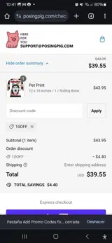 10OFF coupon verification screenshot