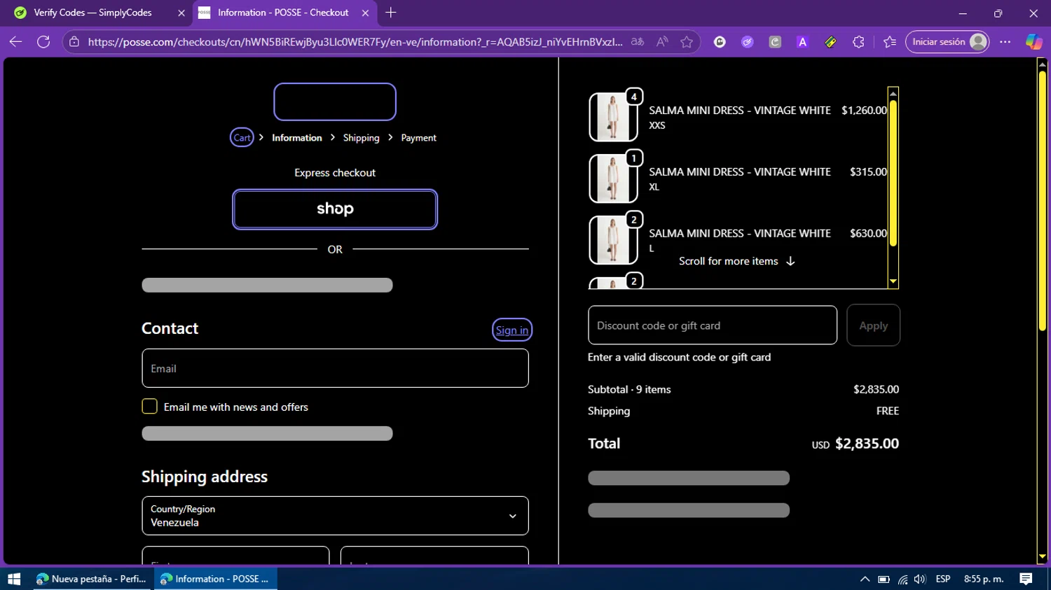 Posse US promo code screenshot showing code NEWTOTHEPOSSE applied at Posse US checkout page. Uploaded by SimplyCodes community member BargainFox507 on Nov 12, 2025
