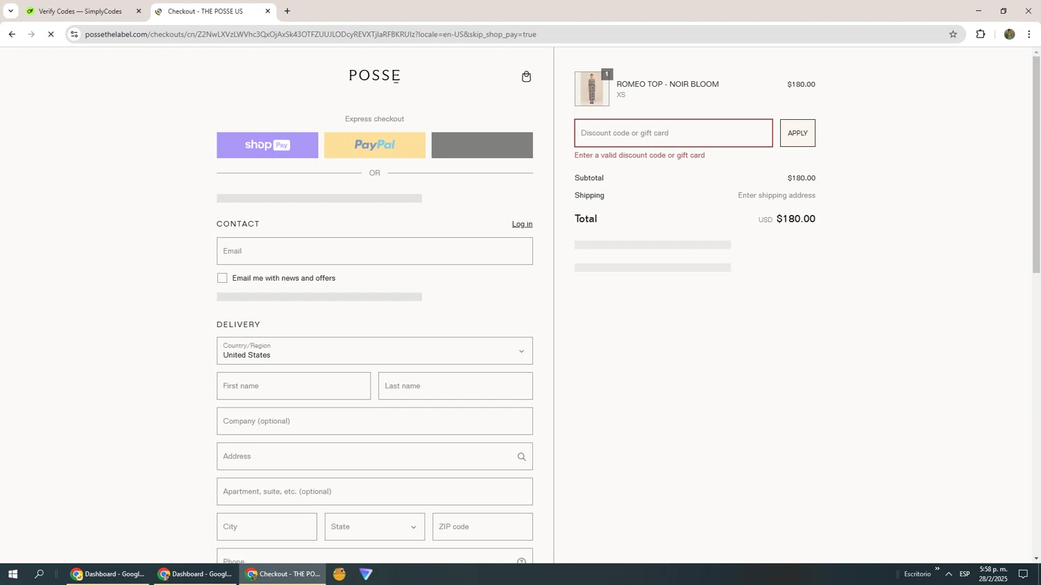 Posse US promo code screenshot showing code VIP30 applied at Posse US checkout page. Uploaded by SimplyCodes community member Phoenix585 on Feb 28, 2025