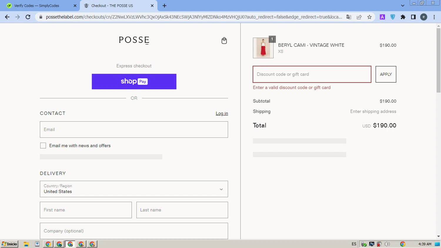 Posse US promo code screenshot showing code VIP30 applied at Posse US checkout page. Uploaded by SimplyCodes community member MightyPro980 on Feb 28, 2025