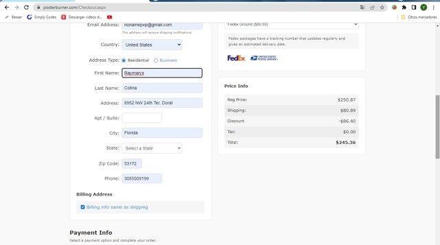 PosterBurner checkout page showing PosterBurner discount code box | Screenshot taken by SimplyCodes community member on Aug 13, 2022