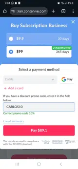 CARLOS10 coupon verification screenshot