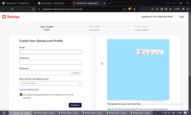 Stamps.com checkout page showing Stamps.com promo code box | Screenshot taken by SimplyCodes community member on Nov 1, 2024