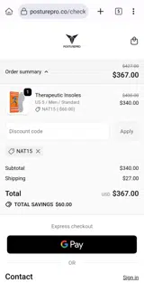 Posturepro coupon verification screenshot