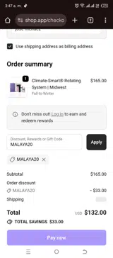 MALAYA20 coupon verification screenshot