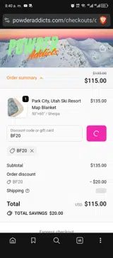 BF20 coupon verification screenshot