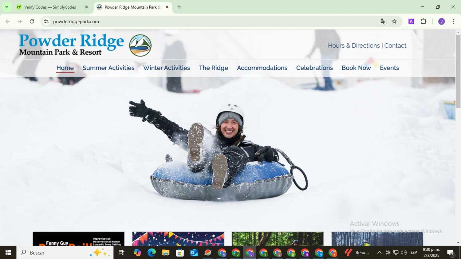 Powder Ridge Park promo code screenshot showing code 20OFF applied at Powder Ridge Park checkout page. Uploaded by SimplyCodes community member PromoHunter9043 on Mar 3, 2025