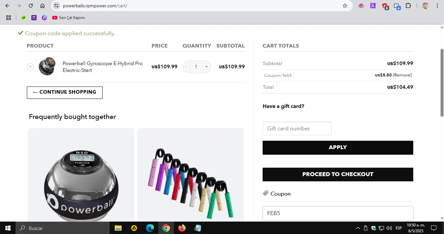 Powerballs.com checkout page showing Powerballs.com promo code box | Screenshot taken by SimplyCodes community member on May 6, 2025