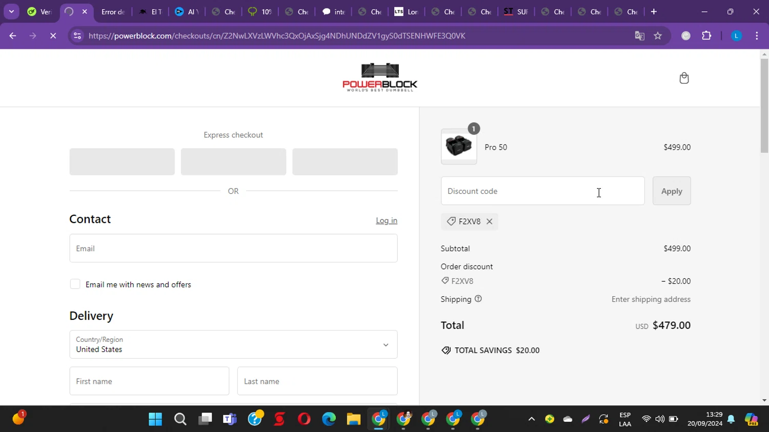 where to use PowerBlock promo code box
