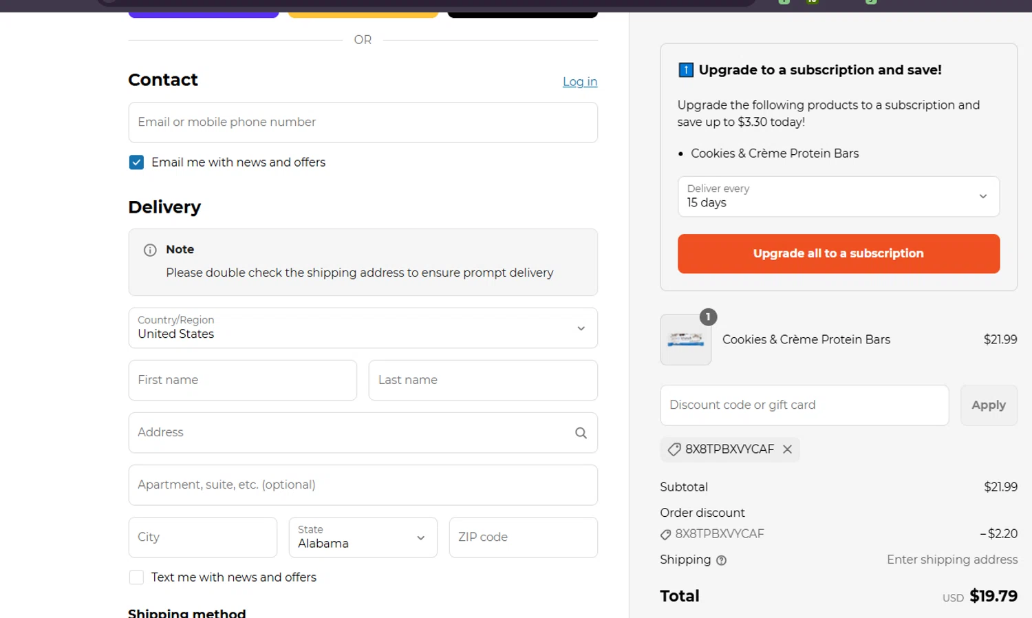 Power Crunch discount code screenshot showing code 8X8TPBXVYCAF applied at Power Crunch checkout page. Uploaded by SimplyCodes community member ashe1986 on Jun 5, 2025