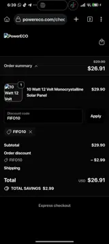 FIFO10 coupon verification screenshot