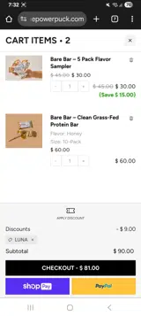 Luna coupon verification screenshot