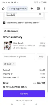 dani coupon verification screenshot