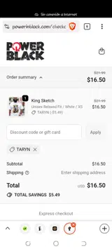 TARYN coupon verification screenshot