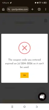 Powersport Junkies coupon verification screenshot