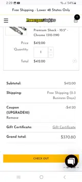 Powersport Junkies coupon verification screenshot