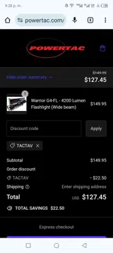 Tactav coupon verification screenshot