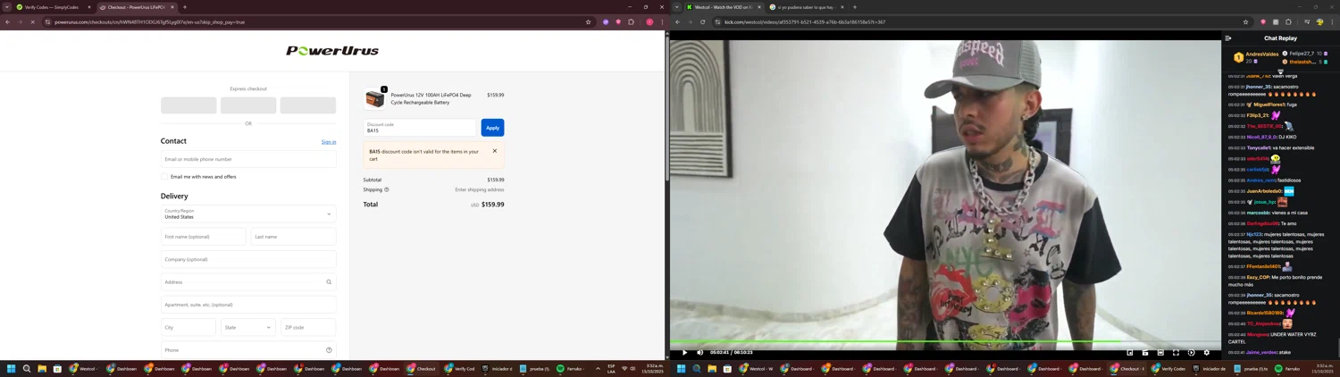 PowerUrus promo code screenshot showing code BA15 applied at PowerUrus checkout page. Uploaded by SimplyCodes community member CouponSage7331 on Oct 15, 2025