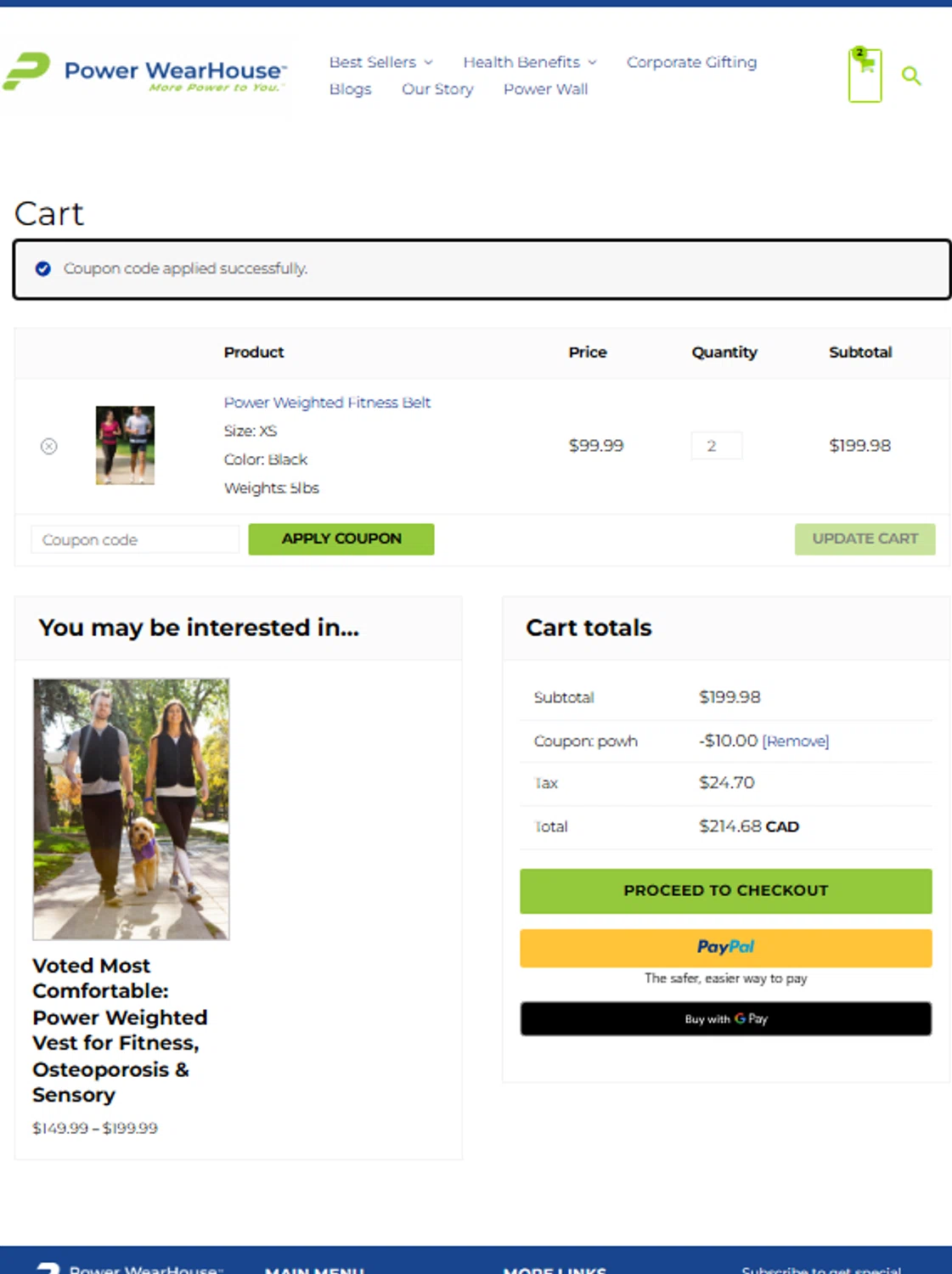 Power WearHouse promo code screenshot showing code POWH applied at Power WearHouse checkout page. Uploaded by SimplyCodes community member SavingsEagle290 on Dec 13, 2025