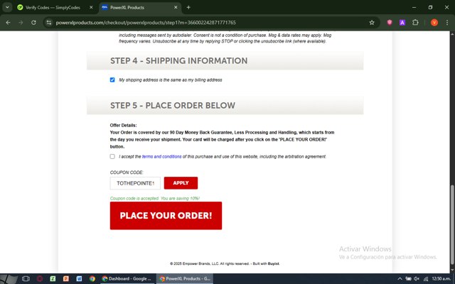 PowerXL checkout page showing PowerXL discount code box | Screenshot taken by SimplyCodes community member on Jun 27, 2025