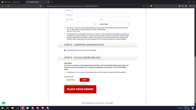PowerXL checkout page showing PowerXL discount code box | Screenshot taken by SimplyCodes community member on Jul 28, 2025