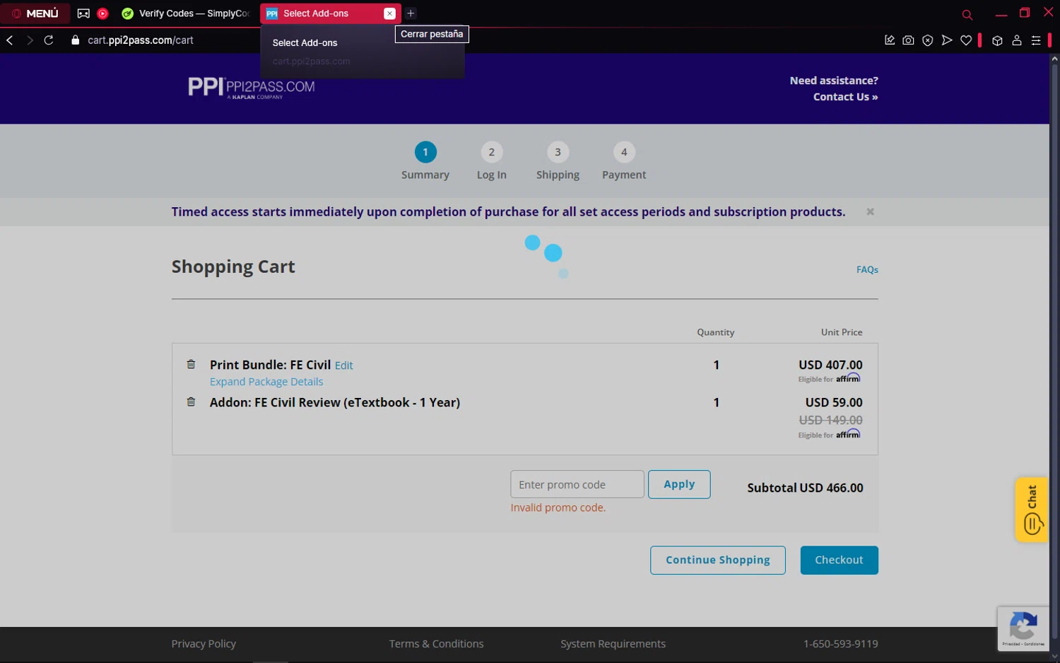 PPI promo code screenshot showing code COL15 applied at PPI checkout page. Uploaded by SimplyCodes community member TokenElite6436 on Mar 7, 2025