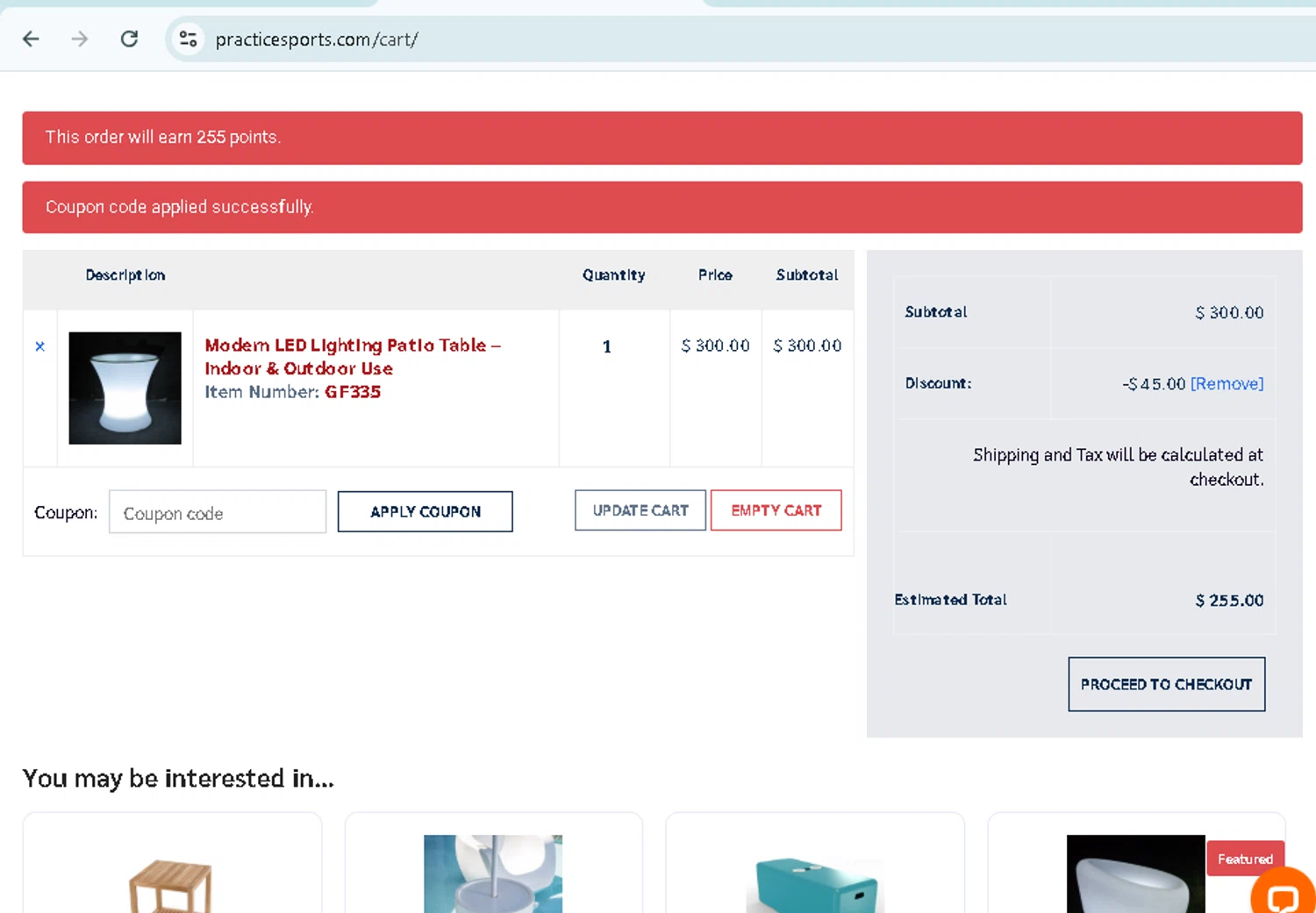 Practice Sports coupon code screenshot showing code feature15 applied at Practice Sports checkout page. Uploaded by SimplyCodes community member TokenMonarch796 on Aug 16, 2025