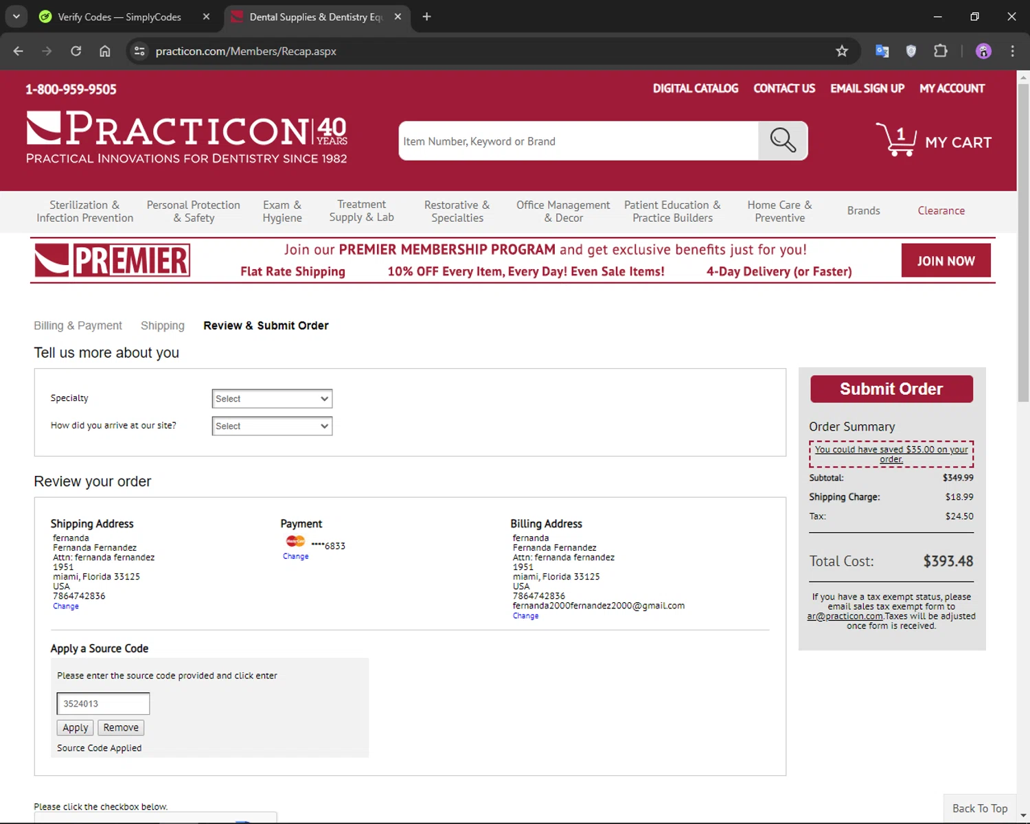where to use Practicon promo code box