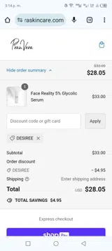 Desiree coupon verification screenshot