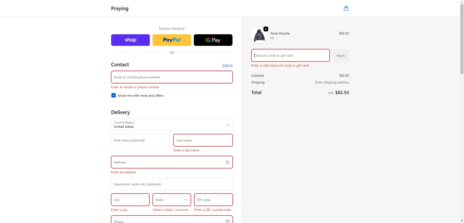 Prayingg discount code screenshot showing code DIANA applied at Prayingg checkout page. Uploaded by SimplyCodes community member SilverPioneer1110 on Dec 1, 2025