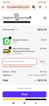 PF20 coupon verification screenshot
