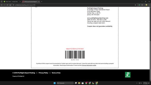 Preflight Airport Parking checkout page showing Preflight Airport Parking promo code box | Screenshot taken by SimplyCodes community member on Feb 28, 2025