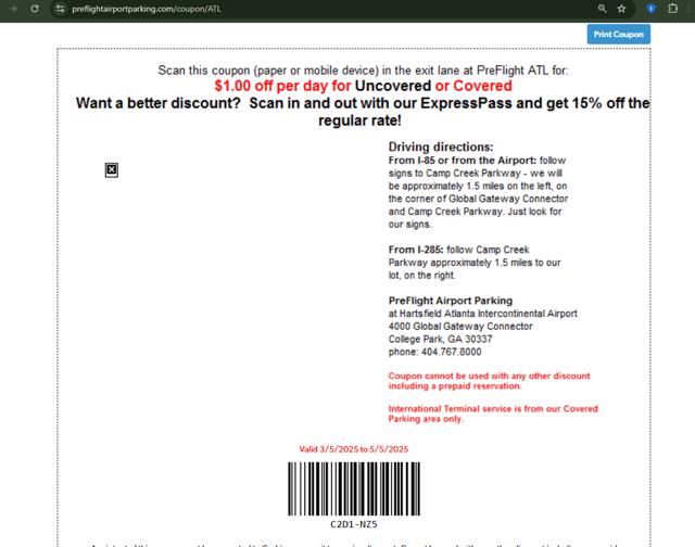 Preflight Airport Parking checkout page showing Preflight Airport Parking promo code box | Screenshot taken by SimplyCodes community member on Mar 5, 2025