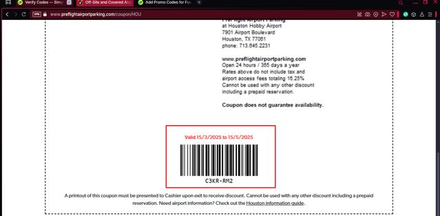 Preflight Airport Parking checkout page showing Preflight Airport Parking promo code box | Screenshot taken by SimplyCodes community member on Mar 16, 2025