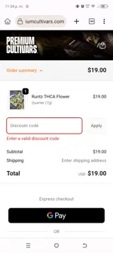 Premium Cultivars coupon verification screenshot