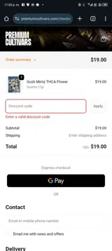 Premium Cultivars coupon verification screenshot