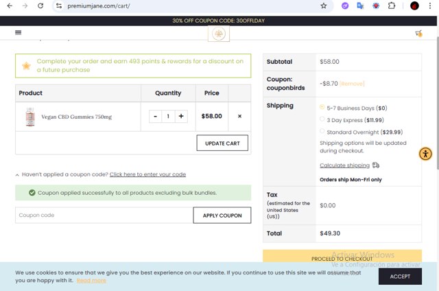 Premium Jane checkout page showing Premium Jane coupon code box | Screenshot taken by SimplyCodes community member on Sep 2, 2025