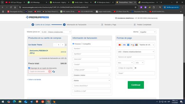 PremiumPress checkout page showing PremiumPress discount code box | Screenshot taken by SimplyCodes community member on Jun 21, 2025