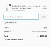HONEY20 coupon verification screenshot