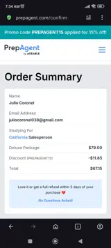 PREPAGENT15 coupon verification screenshot