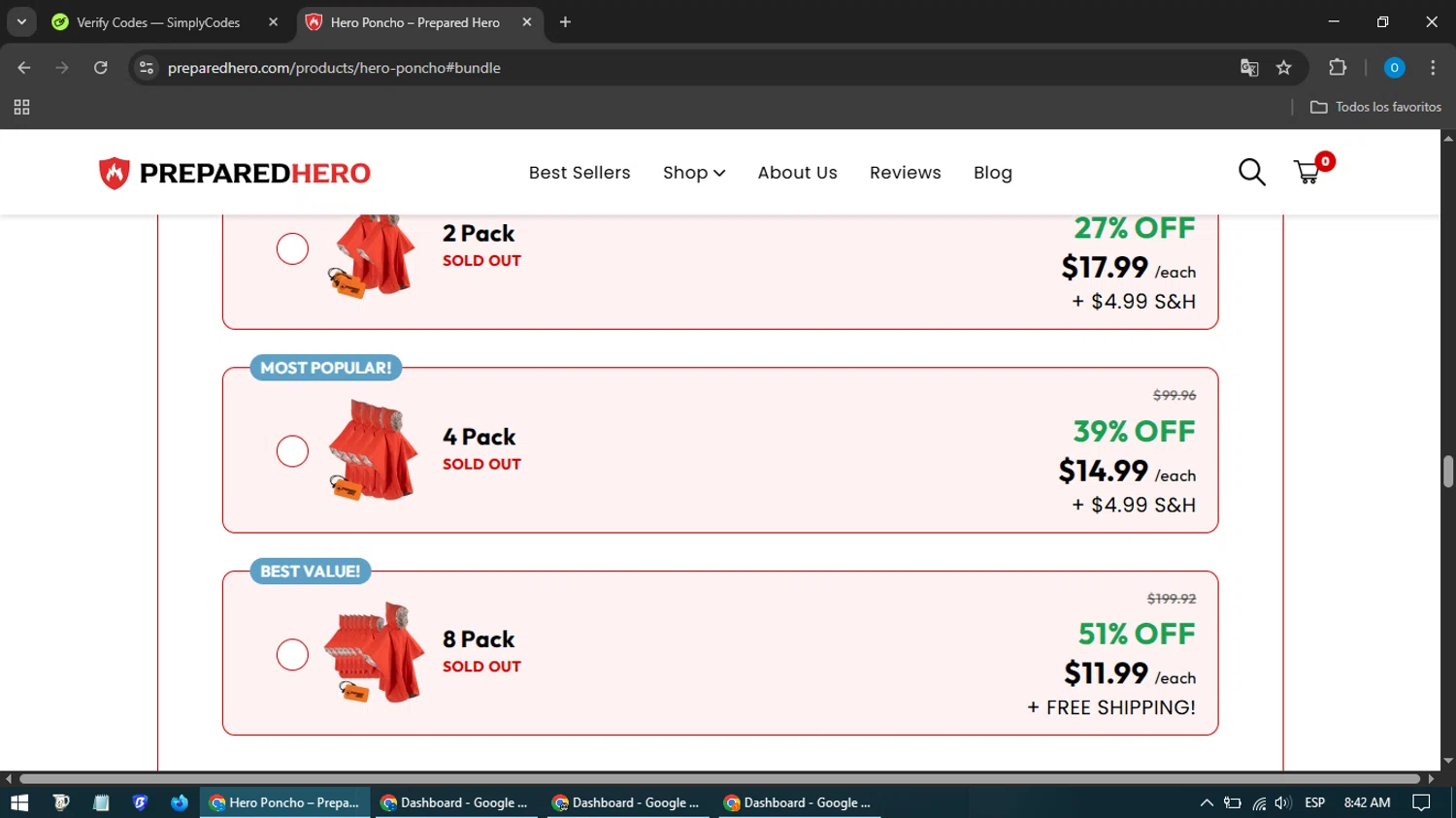 Prepared Hero discount code screenshot showing code checkout20 applied at Prepared Hero checkout page. Uploaded by SimplyCodes community member GoldHunter9818 on May 15, 2025