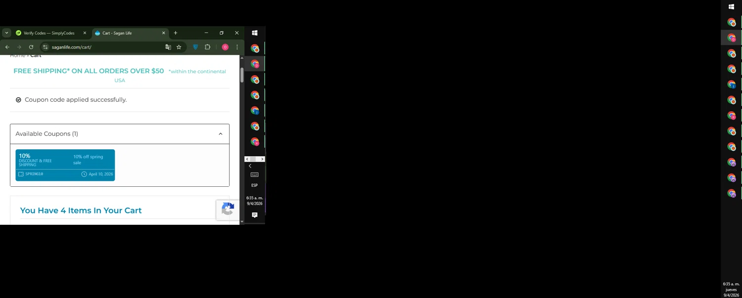 Prepare Well promo code screenshot showing code safeopt10 applied at Prepare Well checkout page. Uploaded by SimplyCodes community member LegendaryRanger6350 on Apr 9, 2026