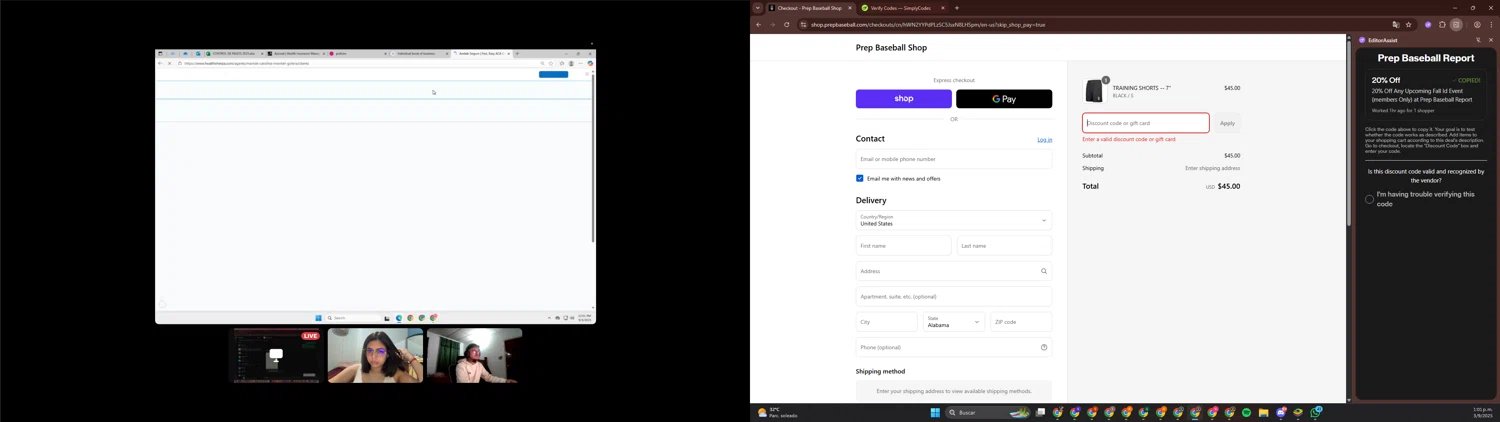 Prep Baseball Report discount code screenshot showing code LABORDAY20 applied at Prep Baseball Report checkout page. Uploaded by SimplyCodes community member CiegoEsmeet on Sep 3, 2025