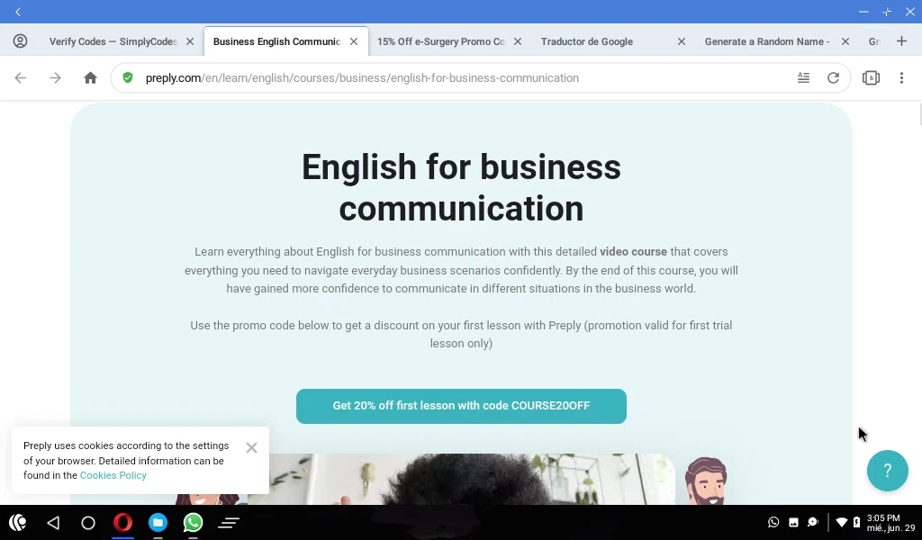 Preply checkout page showing Preply promo code box | Screenshot taken by SimplyCodes community member on Jun 29, 2022